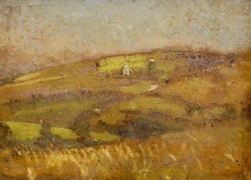 Henry John Lintott (Scottish 1877-1965) oil on board, 'Clayton Mills', details verso, 35 x 25cm
